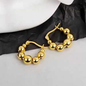 New 18K Gold Vermeil Sterling Silver 925 Bubble Hoop Earrings set